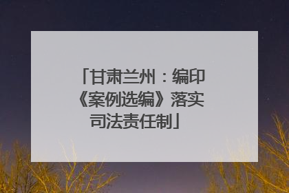 甘肃兰州：编印《案例选编》落实司法责任制