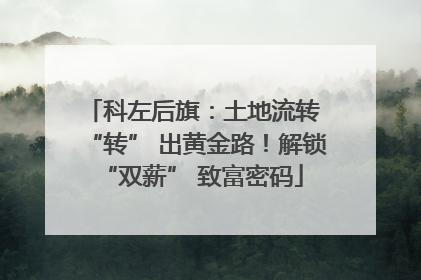 科左后旗：土地流转 “转” 出黄金路！解锁 “双薪” 致富密码