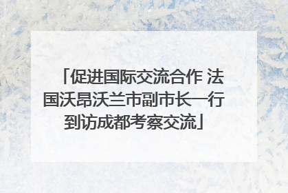 促进国际交流合作 法国沃昂沃兰市副市长一行到访成都考察交流