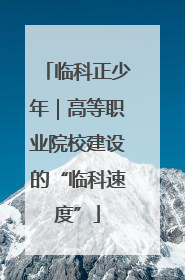临科正少年｜高等职业院校建设的“临科速度”