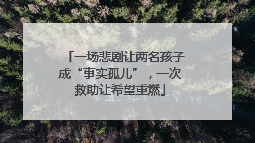 一场悲剧让两名孩子成“事实孤儿”，一次救助让希望重燃
