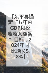 东平县锚定“五年内GDP和税收收入翻番”目标，2024年同比增长5.8%