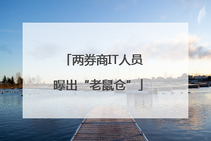 两券商IT人员曝出“老鼠仓”
