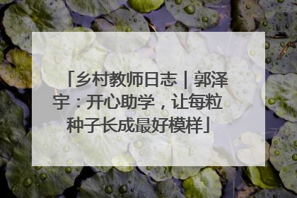 乡村教师日志｜郭泽宇：开心助学，让每粒种子长成最好模样