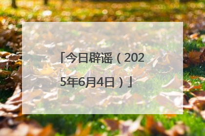 今日辟谣（2025年6月4日）