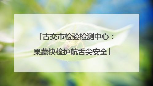 古交市检验检测中心：果蔬快检护航舌尖安全