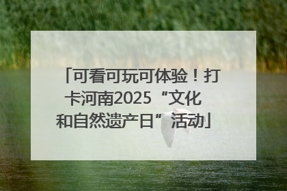 可看可玩可体验！打卡河南2025“文化和自然遗产日”活动