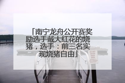 南宁龙舟公开赛奖励选手戴大红花的烧猪，选手：前三名实现烧猪自由
