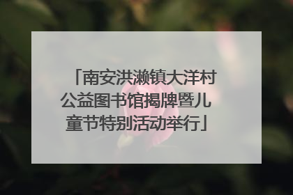 南安洪濑镇大洋村公益图书馆揭牌暨儿童节特别活动举行