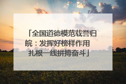 全国道德模范载誉归皖：发挥好榜样作用 扎根一线拼搏奋斗