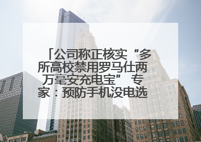公司称正核实“多所高校禁用罗马仕两万毫安充电宝” 专家：预防手机没电选中等体积产品即可