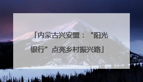 内蒙古兴安盟：“阳光银行”点亮乡村振兴路