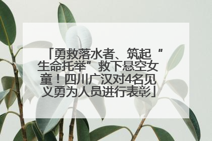 勇救落水者、筑起“生命托举”救下悬空女童！四川广汉对4名见义勇为人员进行表彰