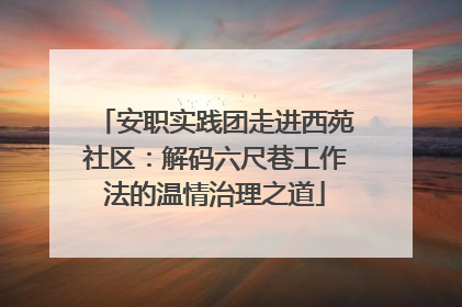 安职实践团走进西苑社区：解码六尺巷工作法的温情治理之道