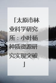 太原市林业科学研究所：小叶杨种质资源研究实现突破