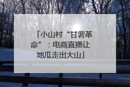 小山村“甘薯革命”：电商直播让地瓜走出大山
