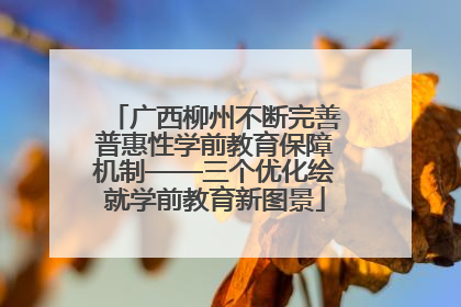 广西柳州不断完善普惠性学前教育保障机制——三个优化绘就学前教育新图景