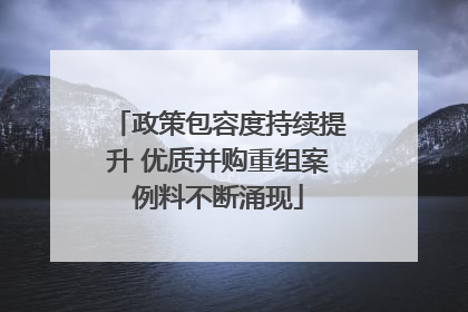 政策包容度持续提升 优质并购重组案例料不断涌现
