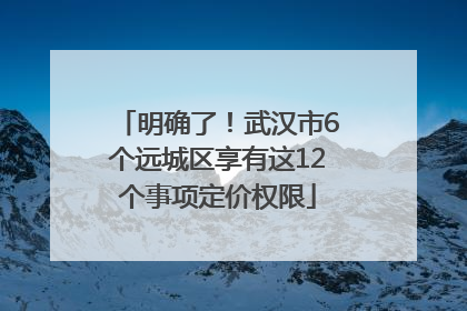 明确了！武汉市6个远城区享有这12个事项定价权限