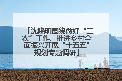 沈晓明围绕做好“三农”工作、推进乡村全面振兴开展“十五五”规划专题调研
