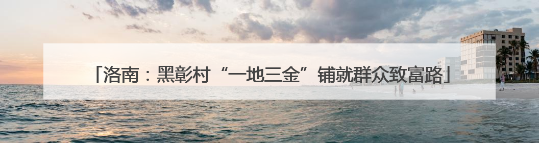 洛南：黑彰村“一地三金”铺就群众致富路