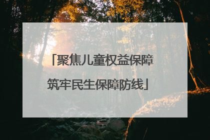 聚焦儿童权益保障 筑牢民生保障防线