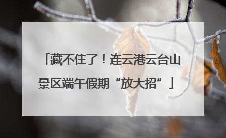 藏不住了！连云港云台山景区端午假期“放大招”
