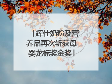 辉仕奶粉及营养品再次斩获母婴龙标奖金奖